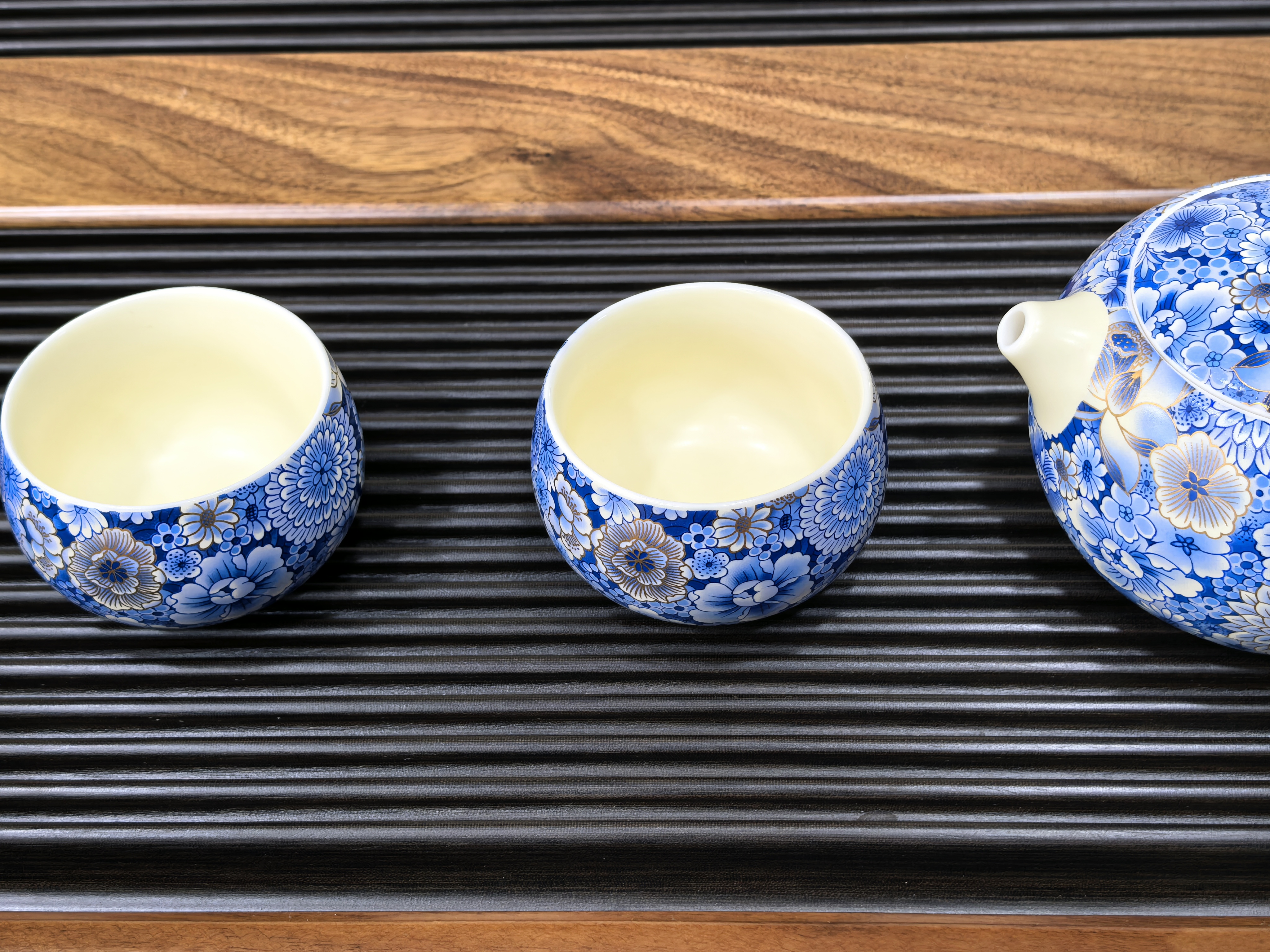 不拙蓝彩茶壶泡茶家用高档乔迁新婚生日礼物青花描金西施壶一壶二杯 实拍图