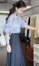 舒芳蝶（shufangdie）连衣裙女装2026夏季新款韩系氛围感泡泡袖衬衫上衣百褶半身裙套装 衬衫+半身裙两件套装 M 实拍图