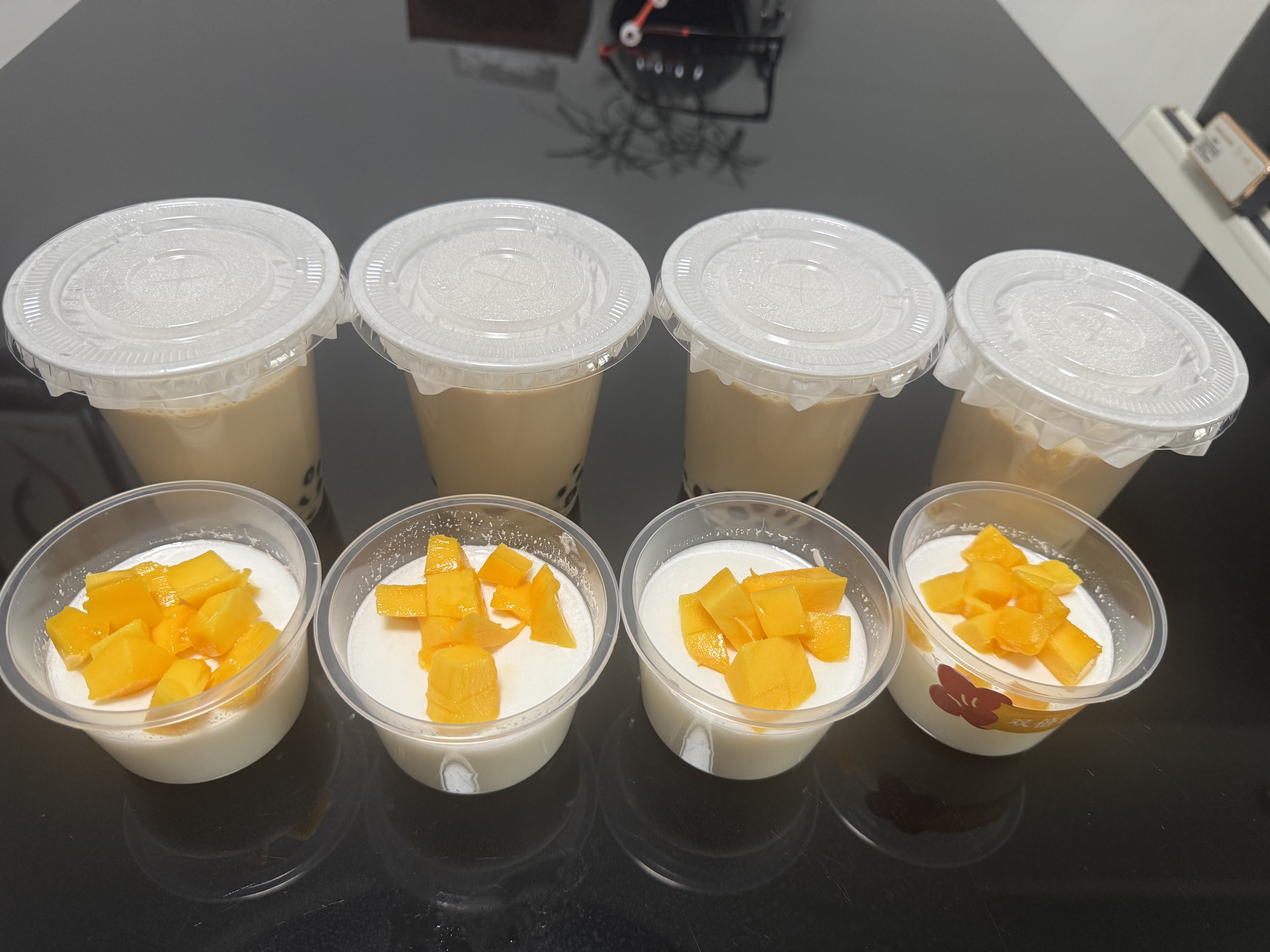 奥美优布丁奶冻杯一次性冰淇淋双皮奶杯带盖打包碗包装盒圆形220ml*25只 实拍图