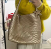ECODAY编织托特包通勤包女包大容量单肩包手提包生日母亲节礼物送女友 My dear friend-B007X 香槟金 大号 实拍图