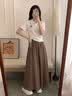 U·R·JEES2026新款夏季连衣裙女装今年最流行的衣服两件套装显瘦穿搭裤裙子 白小熊短袖T恤+咖色裙裤+腰带 L 建议105-115斤 实拍图