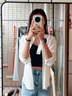 优衣库麻混纺立领衬衫/七分袖女装/通勤衬衣26春夏新款483873 01 乳白色 XS 实拍图