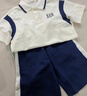 左西男童夏装套装凉感2026新款儿童学院风短袖POLO衫运动衣 米白 160 实拍图