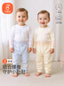 贝瑞加（Babyprints）婴儿裤子2条装男女宝宝纯棉长裤儿童护肚高腰裤家居裤 蓝黄100 实拍图