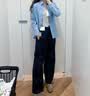 优衣库全棉衬衫/长袖女装衬衣休闲通勤外套26春夏新款482828 64 湖蓝色(条纹) M 实拍图