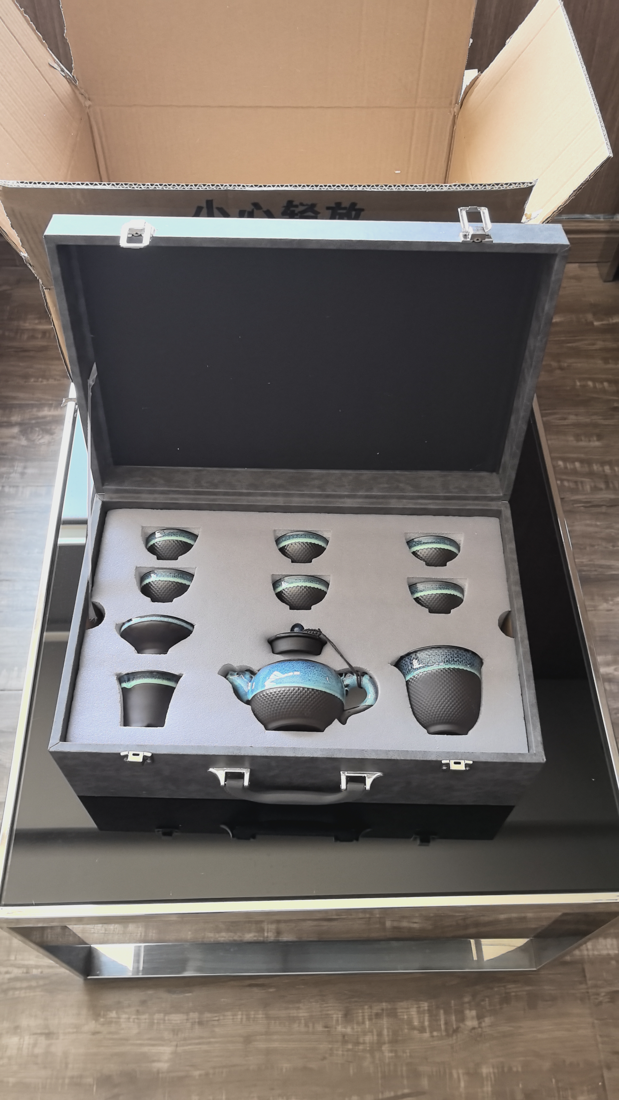 汉帝唐韵 高档天目釉建盏茶具套装家用整套泡茶陶瓷盖碗茶杯办公室会客功夫茶具 星空茶壶套组 10件 实拍图