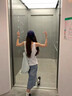 拉夏贝尔美式复古七分牛仔裤女夏2026新款宽松显瘦六分阔腿中裤 复古蓝 M 晒单实拍图