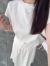 Olrain欧芮儿2026新款夏季休闲设计感女装短袖T恤a字半身裙套装女两件套 杏色 L 实拍图