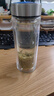 希诺抗菌玻璃杯双层防烫办公车载水杯男高档泡茶杯子XN-9303KT 360ml 实拍图