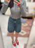 UR2025夏季新款女装复古猫须水洗腰带牛仔短裤UYY850081 实拍图