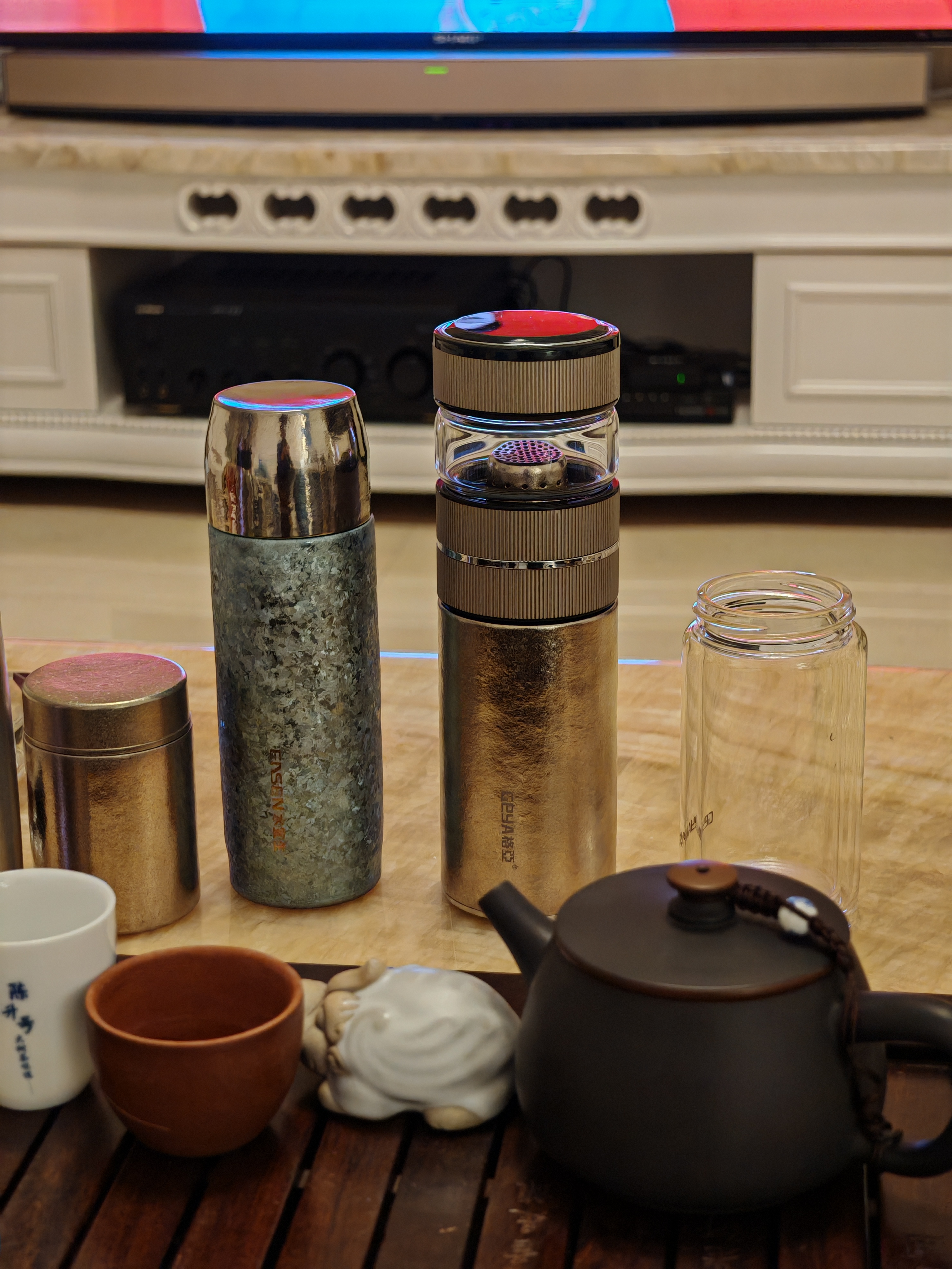格亚（GEYA）纯钛保温杯茶水分离高档焖茶杯抑菌钛杯泡茶杯子水杯办公礼品定制 枪灰色【套装款】500ml 实拍图
