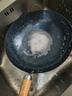 章丘铁锅正宗手工锻打铁锅无涂层物理不粘锅炒锅老式家用炒菜锅厨具轻音 标准版古法烤蓝（已干烧） 32cm 实拍图