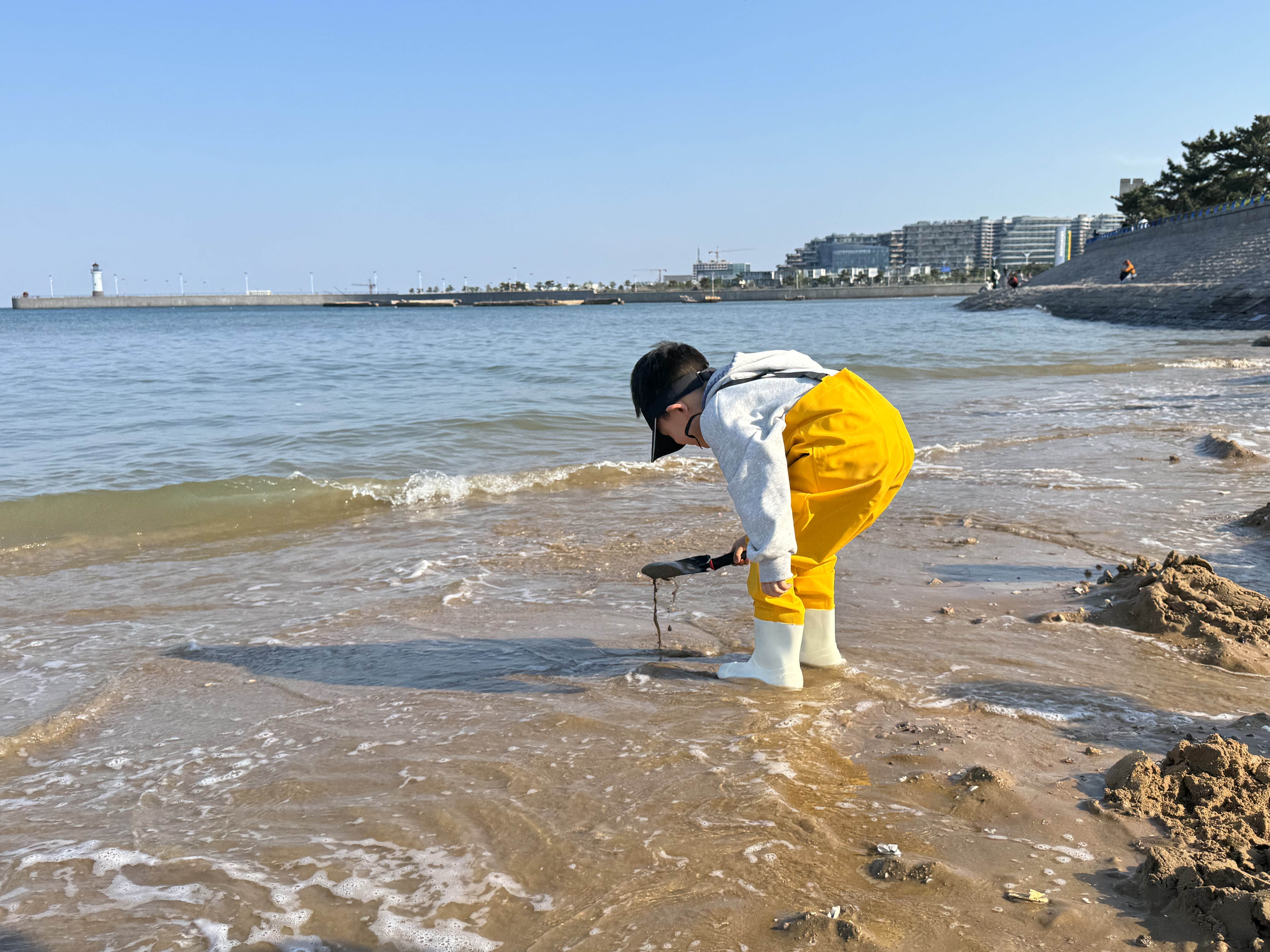 羚特赶海连体裤儿童玩水连体衣沙水服涉水服下水裤-柠檬黄 32 实拍图