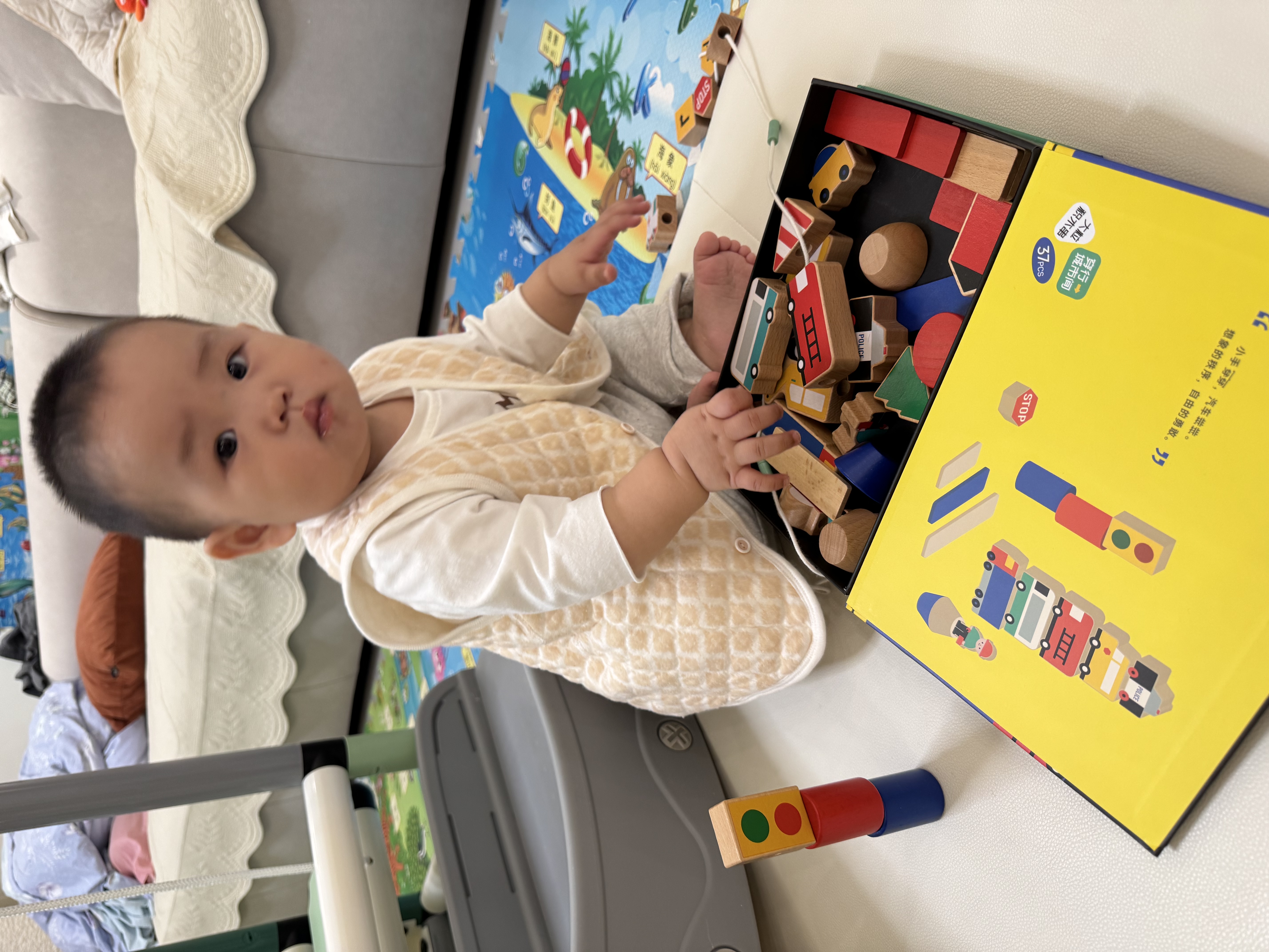 imikids大粒串珠积木幼儿童穿珠子玩具宝宝蒙氏穿线教具益智 穿行城市间 实拍图