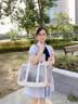 世希大码女装韩版宽松遮肚子连衣裙女夏季胖妹妹显瘦减龄学院风中长裙 蓝色 M [建议85-100斤] 实拍图