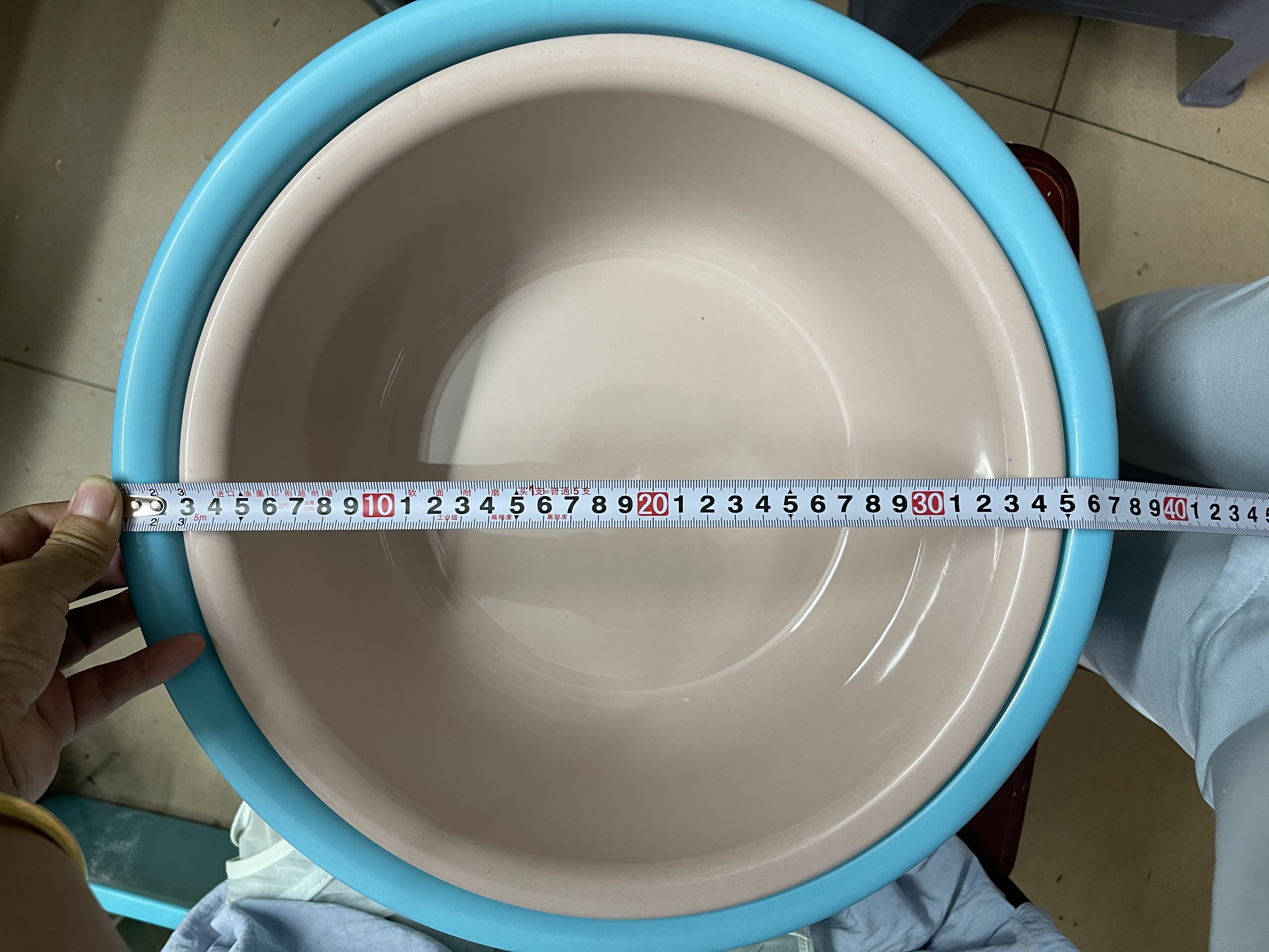 新款圆形家用洗脸盆加厚卫生间厨房洗衣洗菜洗脚宿舍泡脚盆 湖水蓝 大号plus【直径37CM】 实拍图
