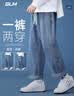 GLM牛仔裤男夏季款宽松直筒裤子男潮流百搭美式休闲阔腿长裤深蓝M 实拍图