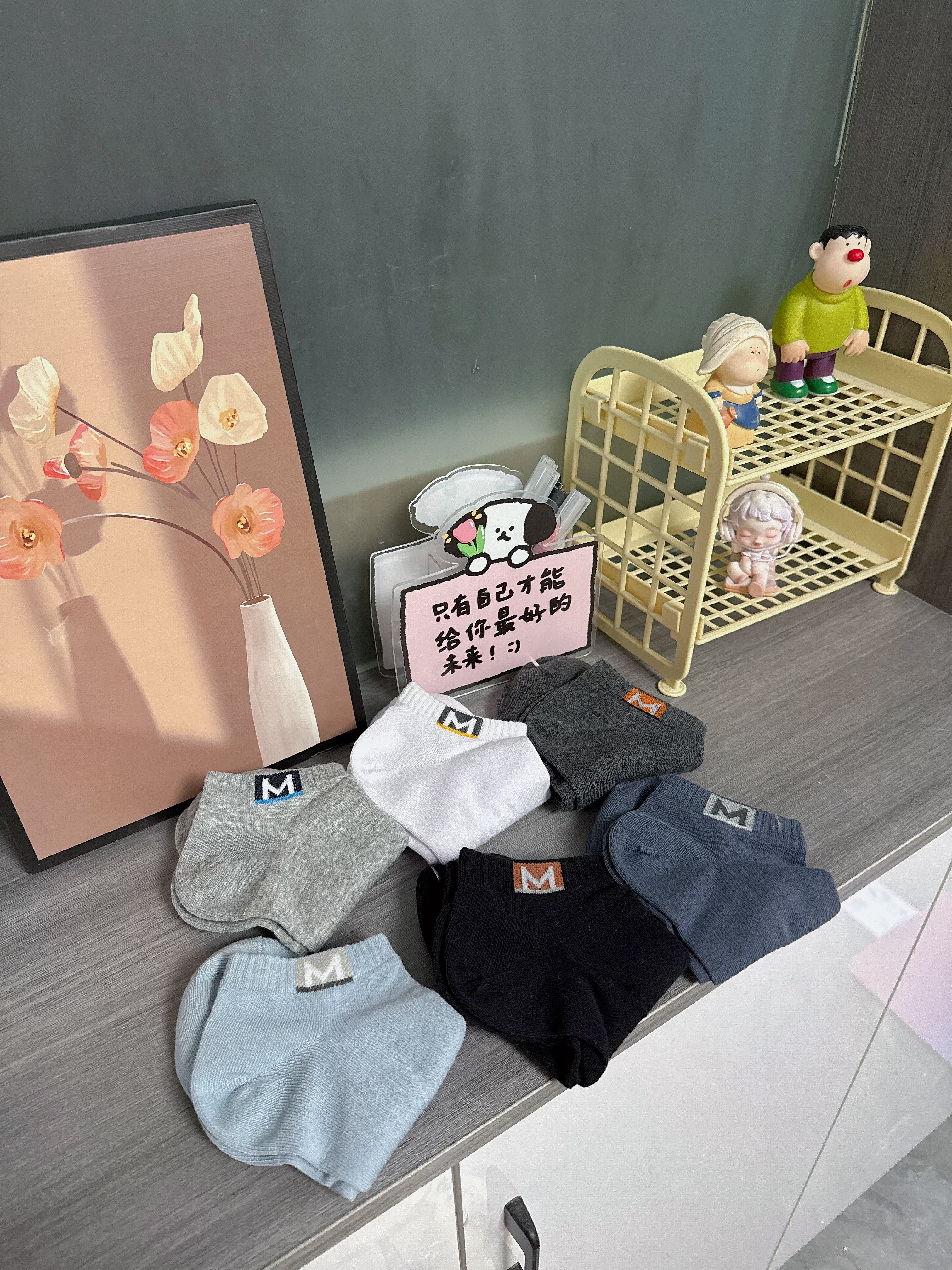 大嘴猴100%纯棉袜子男士秋冬运动款10A抗菌防臭男士短筒运动袜6双礼盒装 实拍图