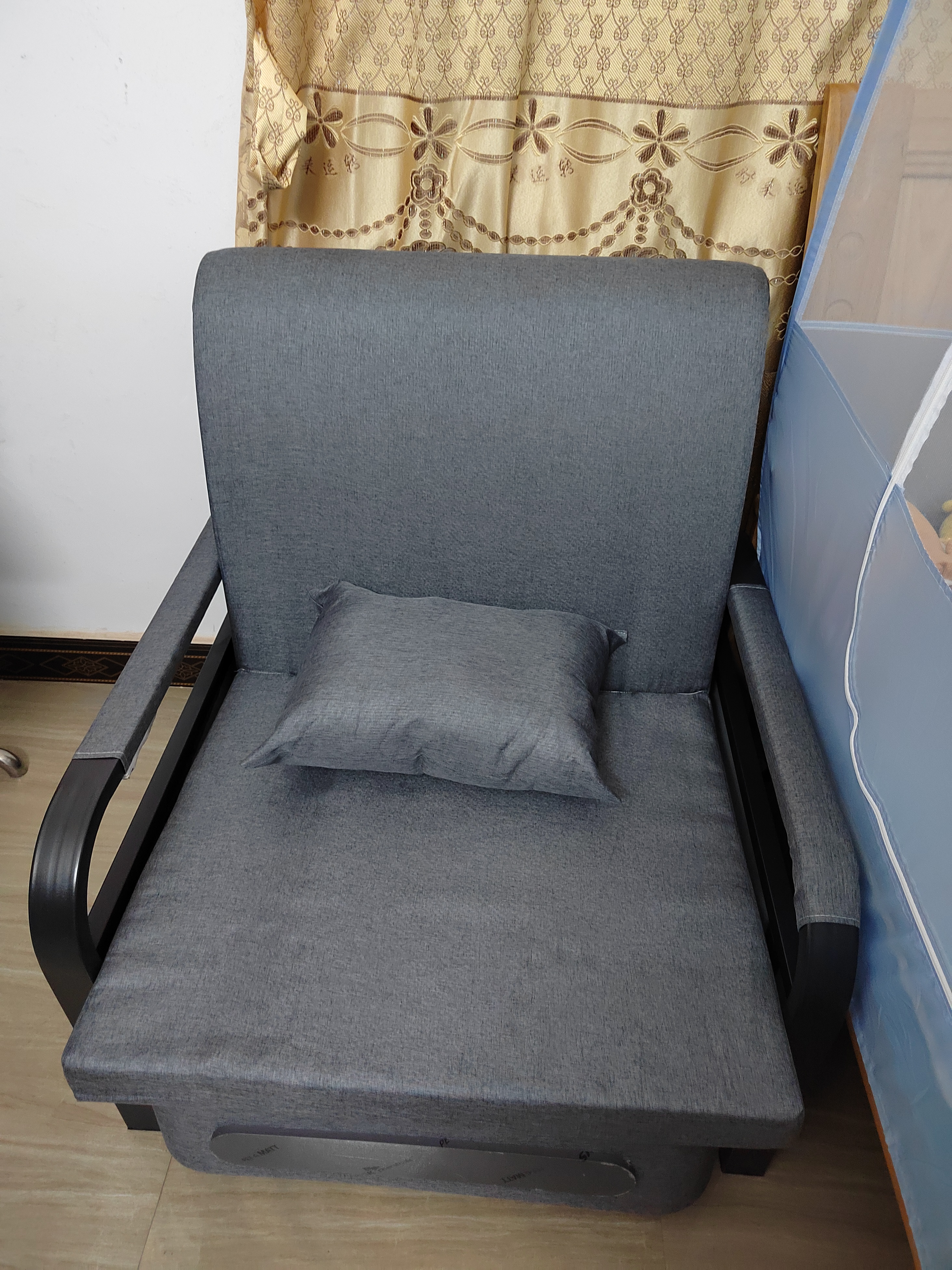 楠姝【睡坏包赔】沙发床一体两用小户型布艺单人实木双人折叠沙发床 【0.82m储物款】+7cm海绵 实拍图