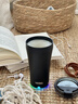 膳魔师（THERMOS）便携电动搅拌杯咖啡杯新款陶瓷涂层车载办公室保温杯高颜值水杯子 膳魔师-曜夜黑【395ml】+咖色杯套 实拍图
