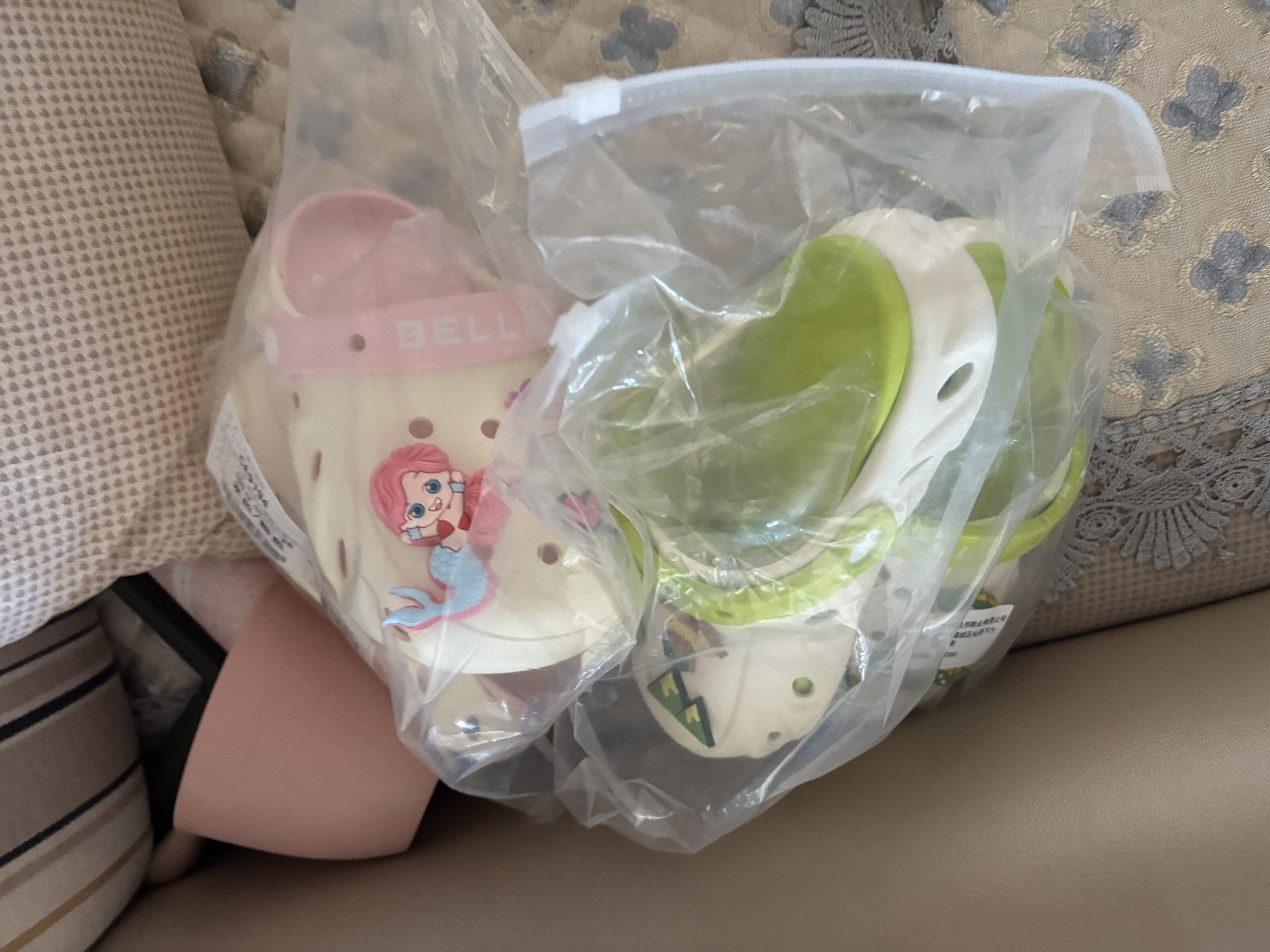 百丽童鞋26夏季新品男女童卡通洞洞鞋凉鞋宝宝拖鞋沙滩鞋绿色/米色28 实拍图