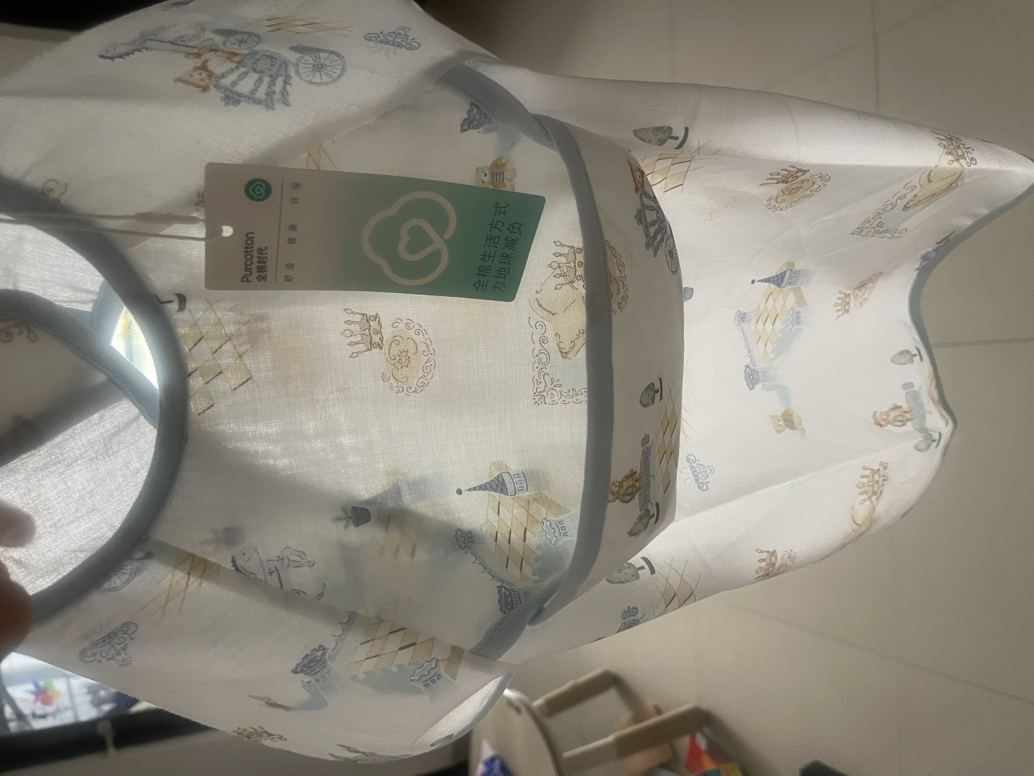 babycare宝宝吃饭罩衣儿童围兜婴儿反穿衣防脏辅食围裙 薄荷冰柠 100码 实拍图