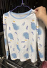 红豆儿童睡衣男女童春夏薄款纯棉家居服套装长袖裤空调服J3125淡蓝140 实拍图