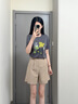 茵曼（INMAN）茵曼【秀场同款】冰氧吧凉感裤26夏女新款高腰短裤卡其色27 实拍图