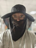 夏季太阳帽钓鱼户外登山帽子男士遮脸护颈大帽檐新款防晒遮阳帽 黑色 实拍图