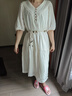 香影度假风波西米亚白色连衣裙女2026夏装新款含亚麻收腰v领裙子 米白 M 160/84A/95-110斤 实拍图