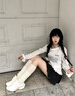 安踏（ANTA）叶子7运动鞋女2026新款网面透气初中学生增高休闲青少年跑步鞋 炫彩白【叶子5-网面透气】 37.5 【官方正品-假一赔十】 实拍图