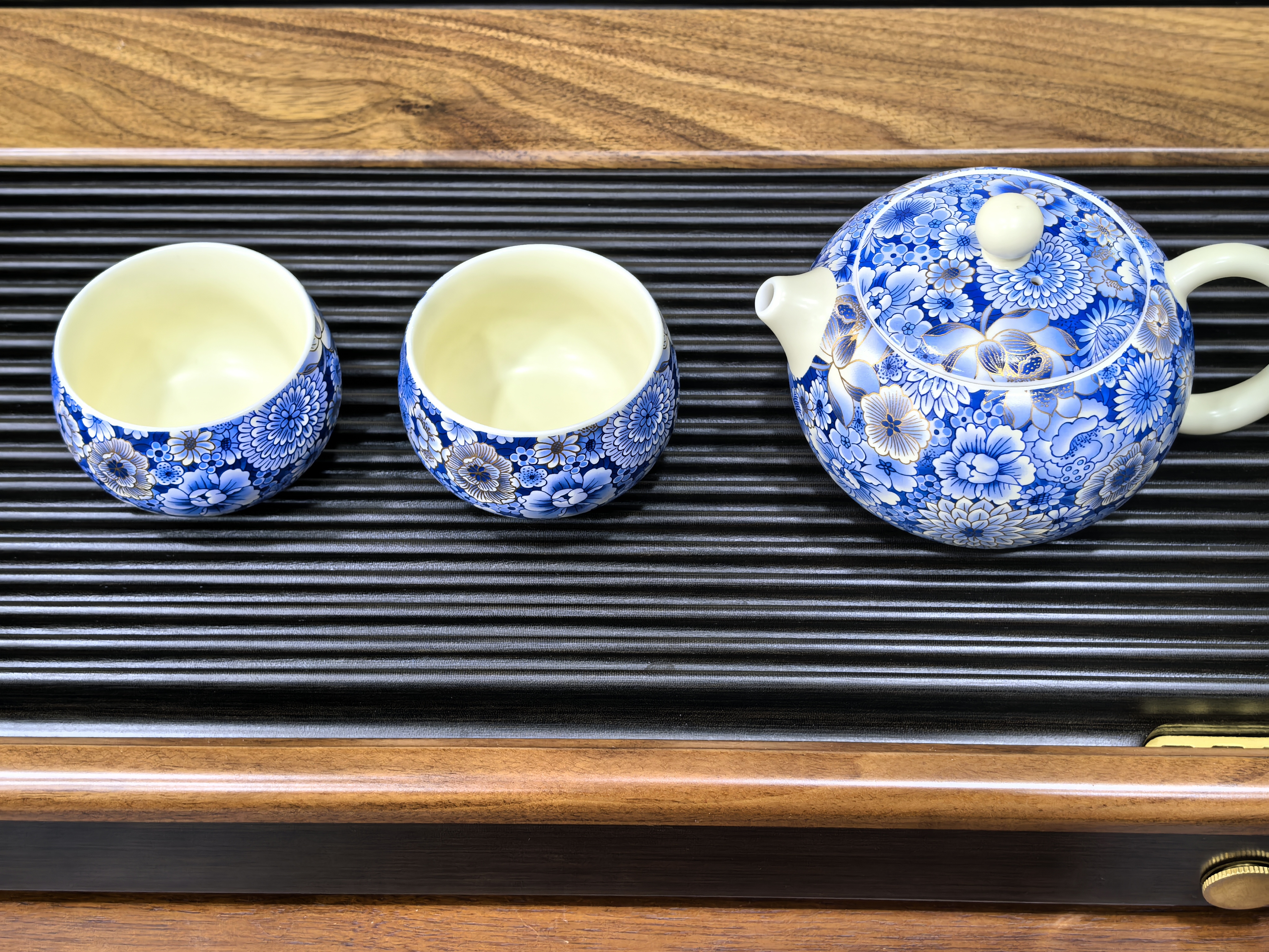 不拙蓝彩茶壶泡茶家用高档乔迁新婚生日礼物青花描金西施壶一壶二杯 实拍图