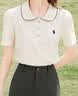 百图betu女装春夏新款T恤复古学院POLO领显瘦短袖T恤女2403T16 浅杏色 L 实拍图