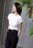 2025夏季纯棉宽松短袖t恤女士正肩重磅短袖上衣简约纯色打底衫 200G纯棉圆短T白色 L 实拍图