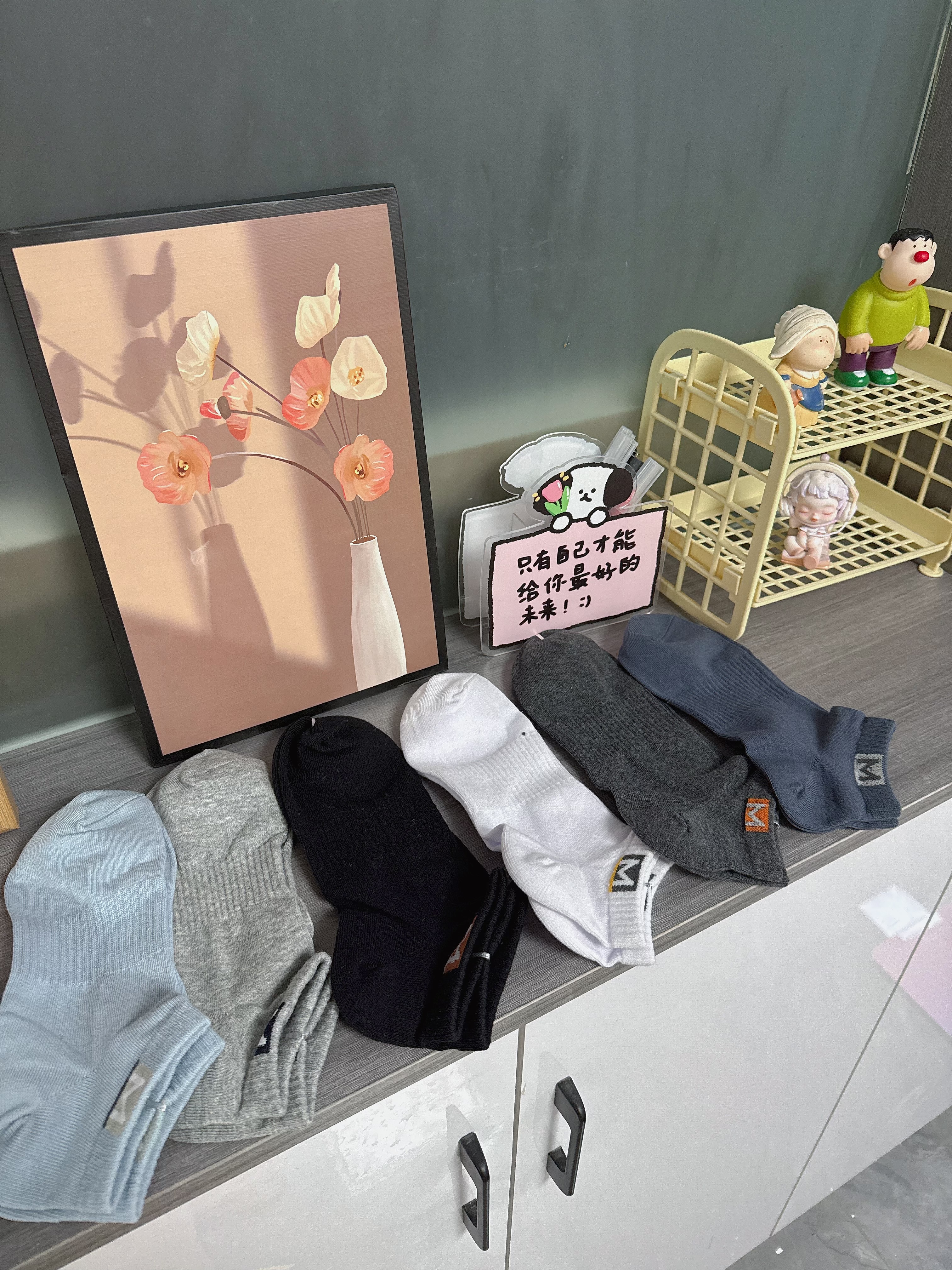 大嘴猴100%纯棉袜子男士秋冬运动款10A抗菌防臭男士短筒运动袜6双礼盒装 实拍图