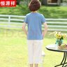 恒源祥妈妈装夏装新款套装短袖纯棉刺绣50-60岁70洋气中老年女装t恤上衣 实拍图
