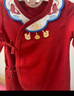 优奇婴儿满月百天和尚服新生儿红色衣服宝宝0-3月衣服纯棉绑带哈衣 红色+同款帽子+同款脚套 59cm 晒单实拍图
