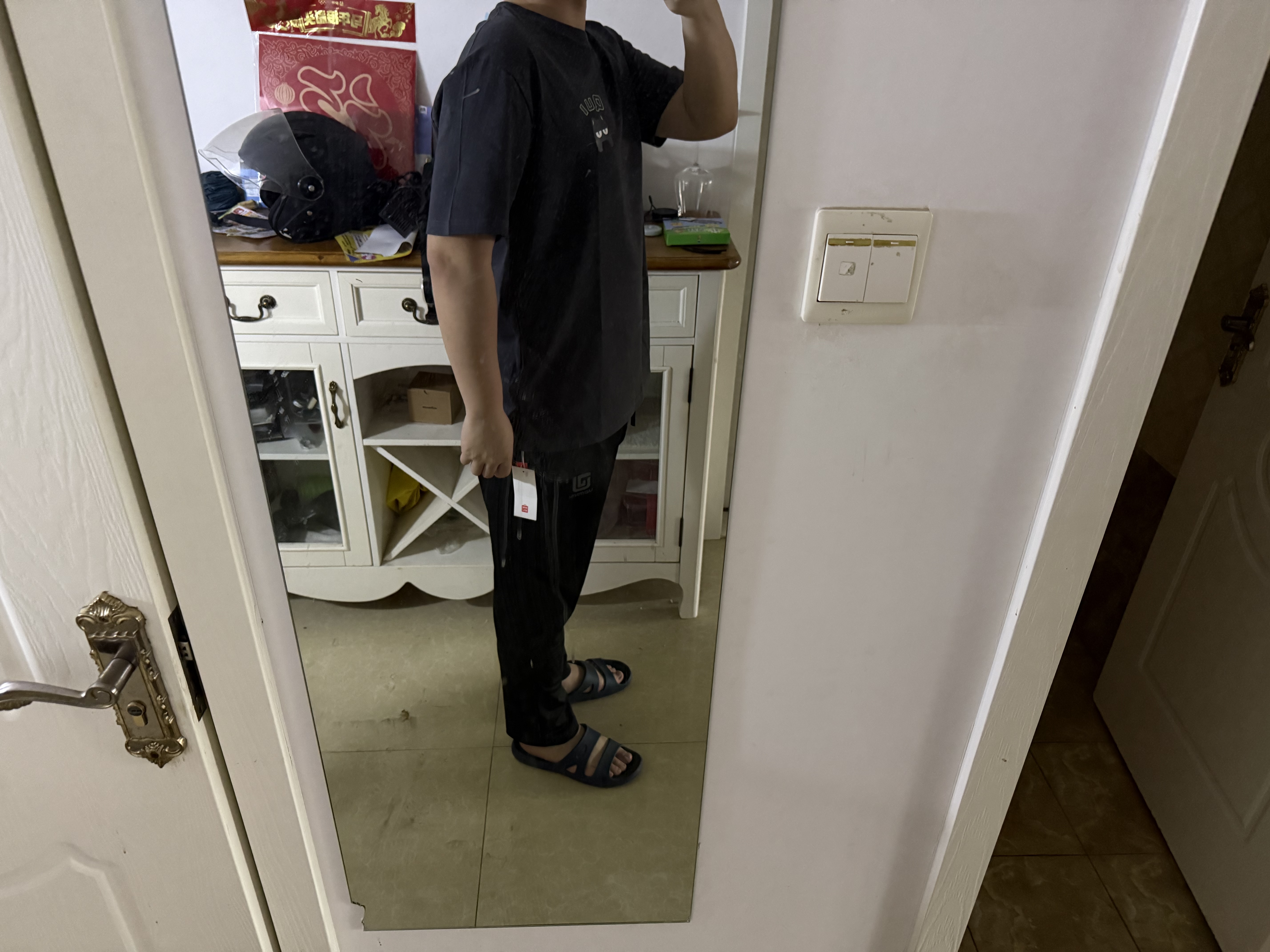 名创优品（MINISO）凉感冰丝裤子男士夏季新款透气速干薄款直筒休闲长裤 黑 XL 实拍图