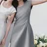 森马（Semir）连衣裙女夏季U领纯色褶皱短袖短裙2026简约风设计感109326114005 实拍图