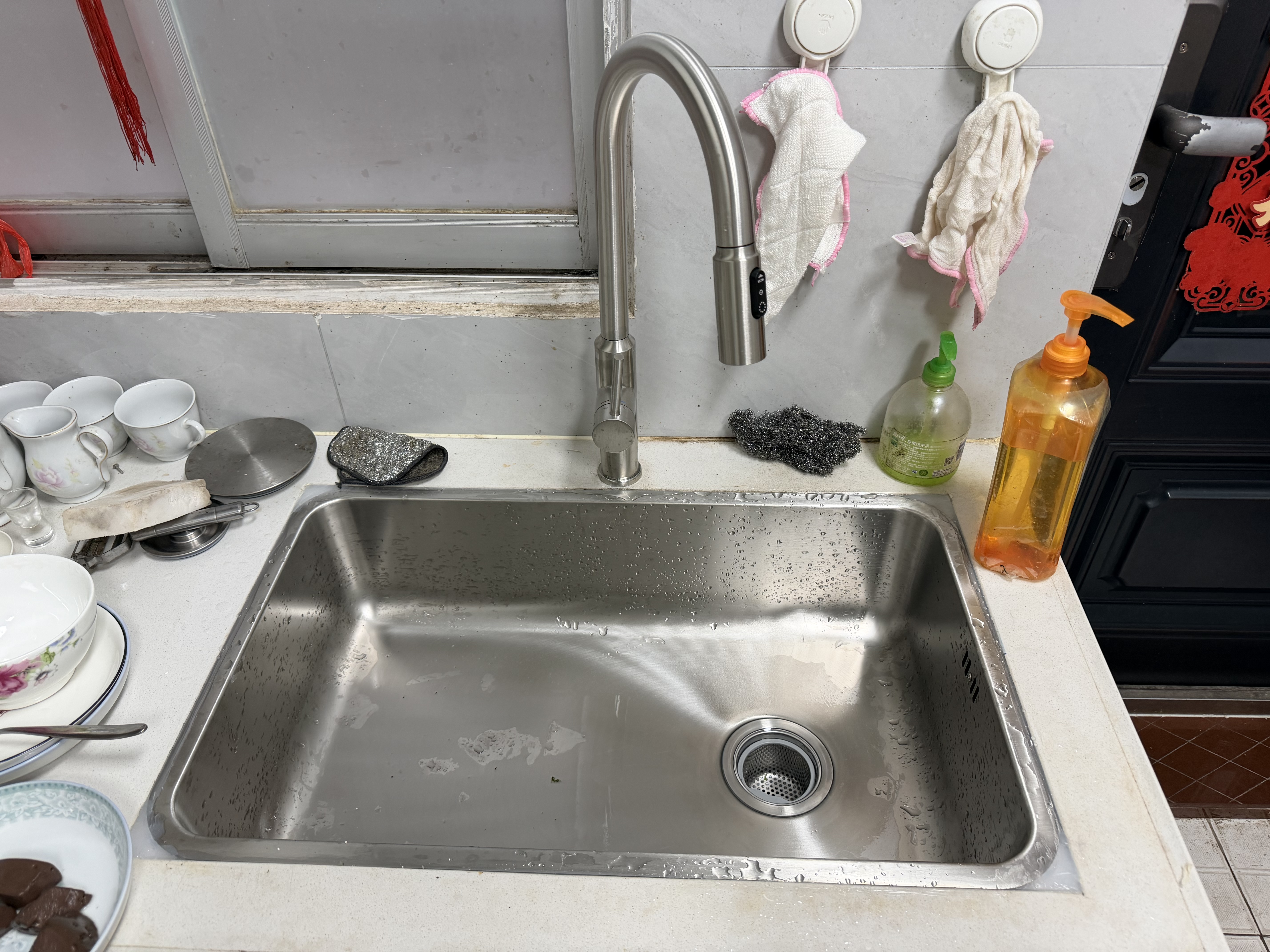 摩恩（MOEN）【0涂层】厨房水槽单槽304不锈钢洗菜盆洗碗池配水龙头台上中下盆 【0涂层】700×430mm+普乐三出水抽拉龙头 实拍图