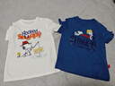 史努比（SNOOPY）【2件装】童装儿童短袖T恤男女童纯棉夏装 靛蓝红琴+白钓鱼 120 实拍图