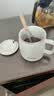 宅轻松 陶瓷马克杯带勺盖送礼咖啡杯牛奶杯早餐杯办公水杯子男女茶杯白 实拍图