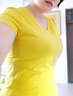 艾路丝婷T恤女新款夏季女装上衣女士短袖V领体恤打底衫 黄色 185/104A/XXXXL 实拍图