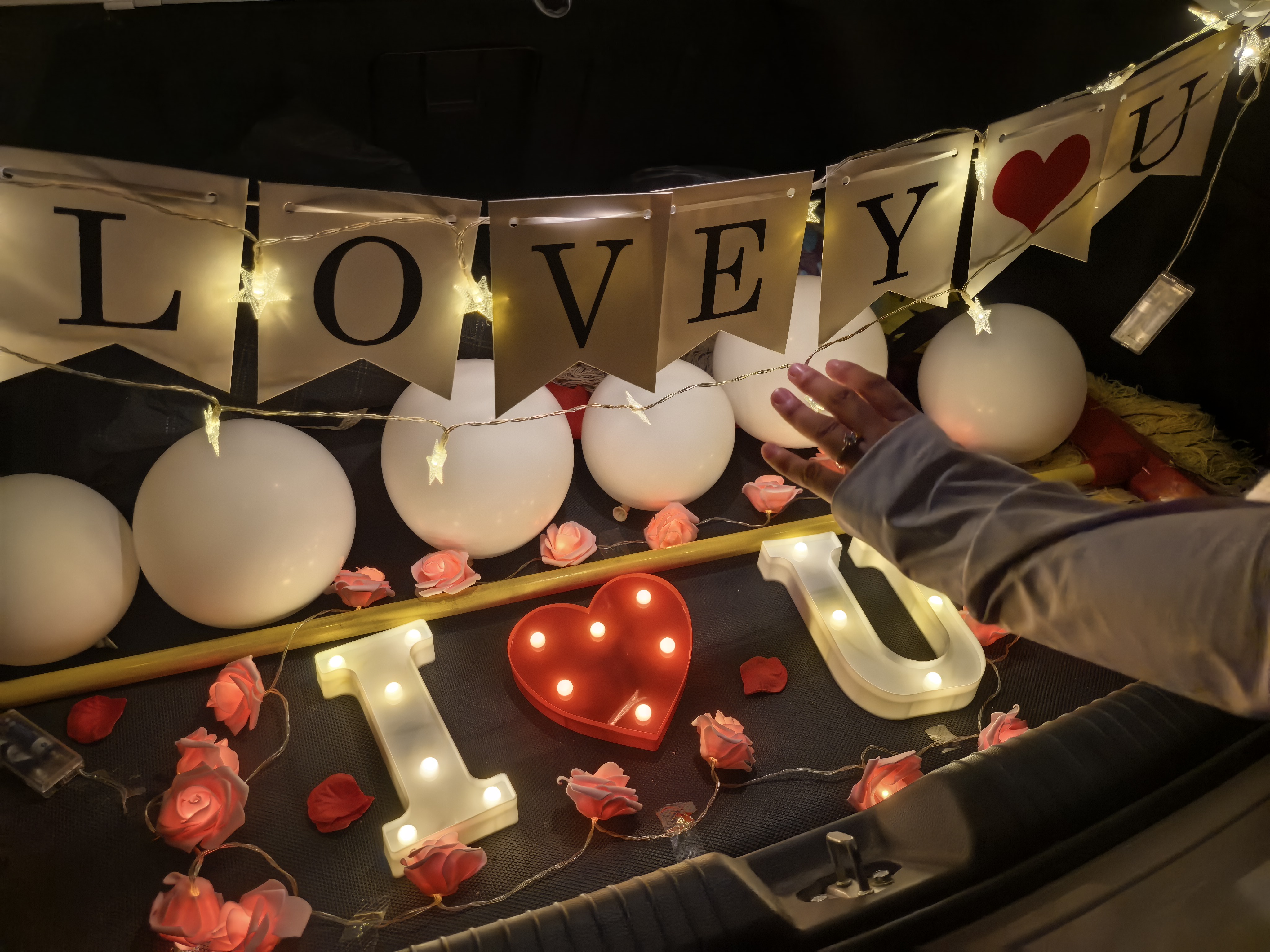 TaTanice后备箱惊喜套装 创意礼物表白送女友求婚装饰汽车布置灯串气球 实拍图