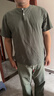 左斯客亚麻男装短袖T恤夏季圆领男士棉麻体恤衫宽松麻料薄款上衣 888军绿色 4XL 实拍图