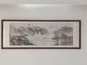 六画流水生财山水画靠山图客厅装饰画国画办公室风景挂画书房茶室壁画 流水生财A1 70*190cm宣纸锦绫+有机玻璃+胡桃色实木框（热卖款） 实拍图