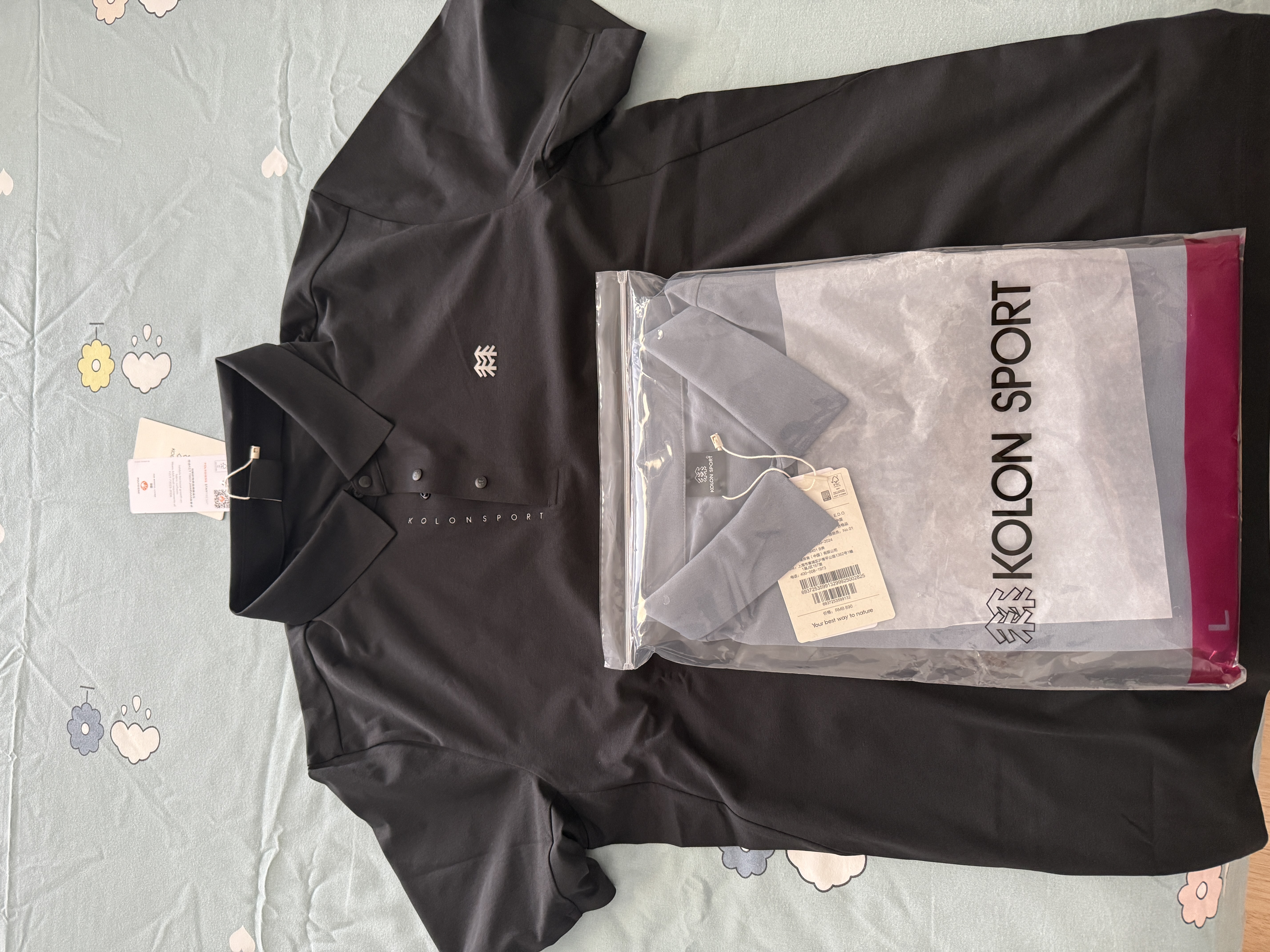 KOLON SPORT/可隆SECO POLO衫  男士户外抗菌防晒UPF50+吸湿速干T恤 LHPT6MTT23-BK 黑色 M 170/92A 实拍图