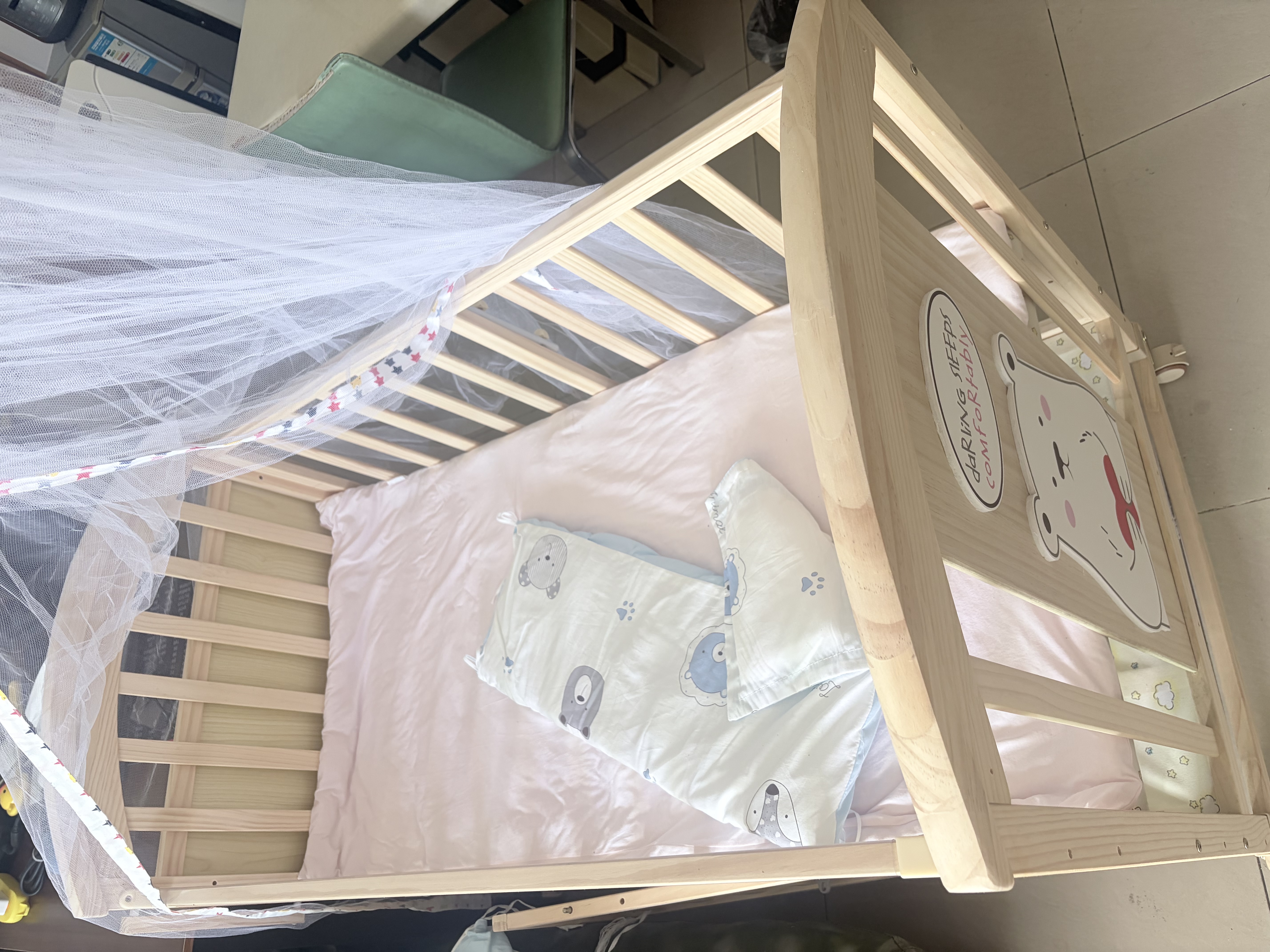 ANGI BABY婴儿床原木无漆多功能带尿布台宝宝床可移动摇床可拼接加长儿童床 实拍图