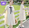 婧麒（JOYNCLEON）孕妇装夏季可哺乳连衣裙小个子短袖宽松孕妇长裙 杏M Jly156791 实拍图