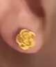 中国黄金（CHINA GOLD）18K金玫瑰花耳钉女款立体花朵养耳洞耳饰情人节生日礼物送女友 耳钉 约0.25-0.27g 实拍图
